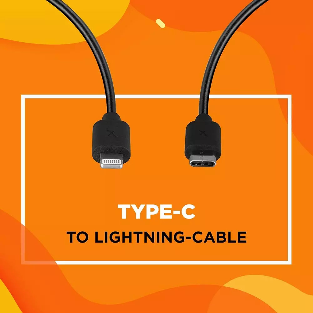 Flix Beetel USB Type C to Lightning Cable 18 W 480 Mbps Data Transfer Rate 1.2 m Cable Length Black, XCD-L201