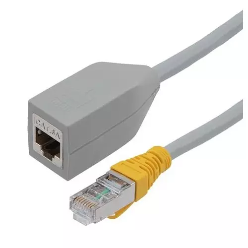 L-COM Enet Cord, Cat6A, Rj45 Plug-Jack, 8", TRD695AS-BRK