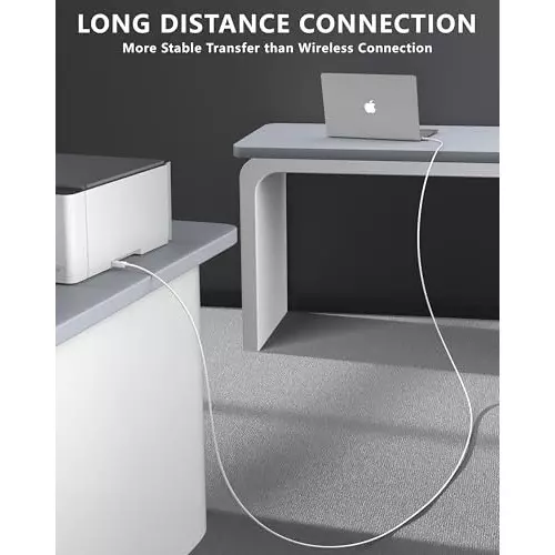 FEDUS USB A Male To USB B 2.0 Male Cord Cable White 1.5 m