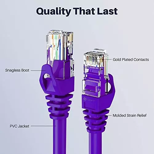 FEDUS Cat6A Twisted 4 Pair Patch Ethernet Cable ‎Purple 50 m