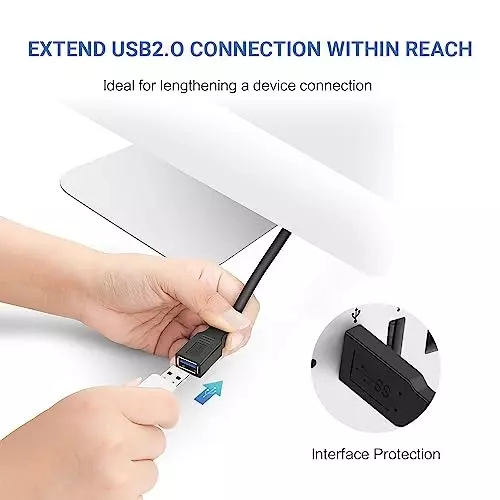 FEDUS 2.0 USB Extension Cable Male to Female Black 5 m