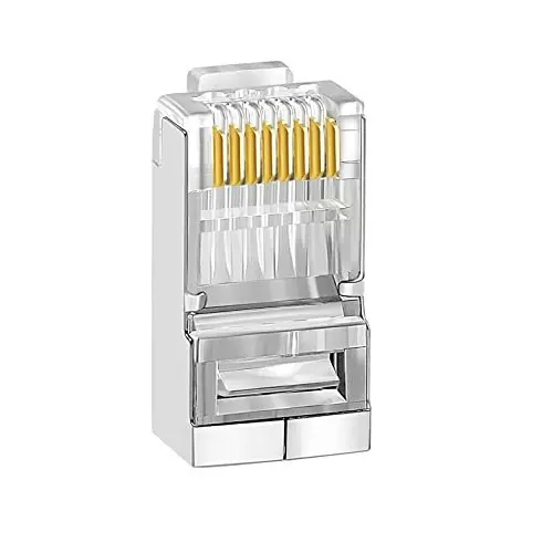 FEDUS RJ45 STP Connector Cat5, Cat5E, Cat6, Shielded Male-to-Male (Pack of 80 Pcs)