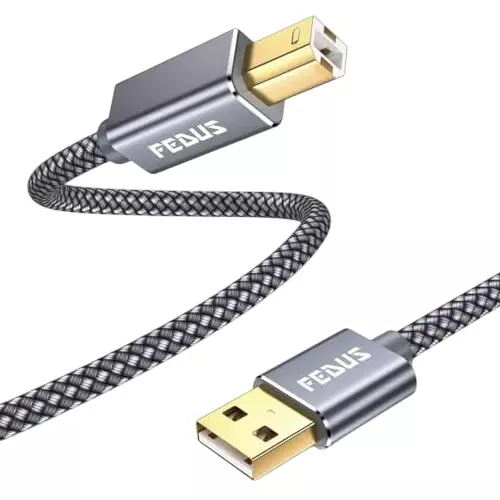 FEDUS USB A to Male To USB B 2.0 Cable ‎Gray Gold Plated 20 m