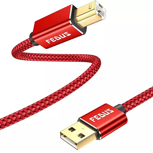 FEDUS USB A to Male To USB B 2.0 Cable ‎Red Gold Plated 5 m