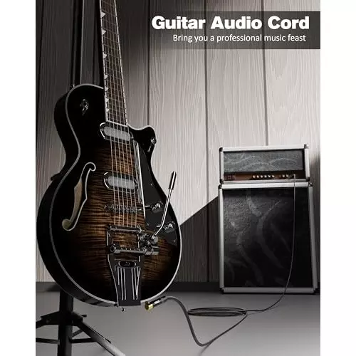 FEDUS Mono to Mono L-Shape Guitar Jack Cable Grey 5 m for Mixer, Microphone, Amplifier, Stereo Speaker