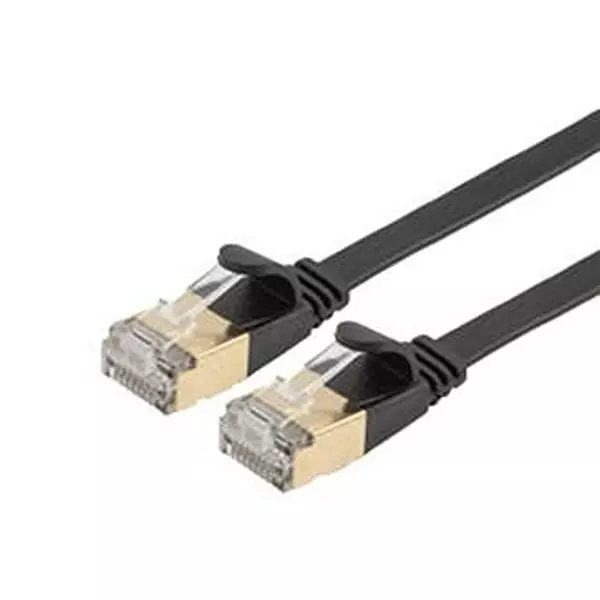 L-COM ENET CORD, CAT6A, RJ45 PLUG-PLUG, 1 , TRD632ASFLAT-BLK-1F