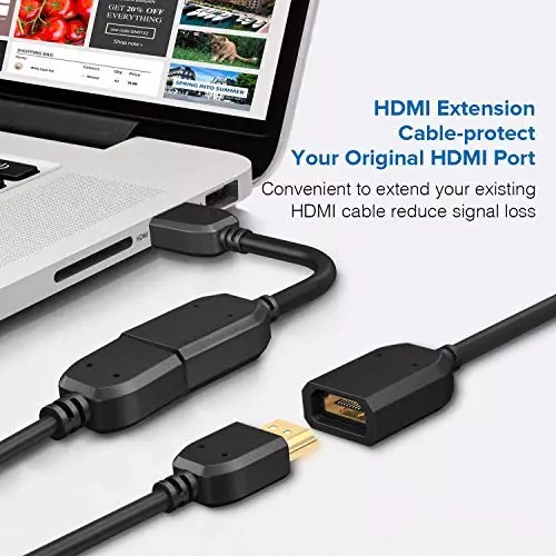 FEDUS HDMI Extension Male to Female Cable Converter Adapter for Chromecast 10 cm Black (Pack of 2 Pcs)