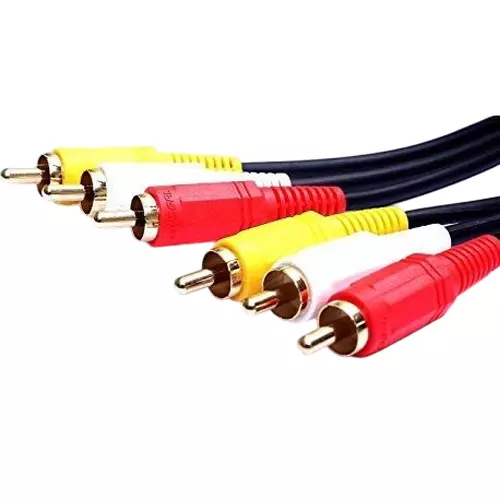 PremiumAV 3RCA Male to 3RCA Male AV Cable Gold-Plated Stereo Audio Video TV-Out Cable for LED TV, LCD, Home Theater, DVD Player, Laptop, PC