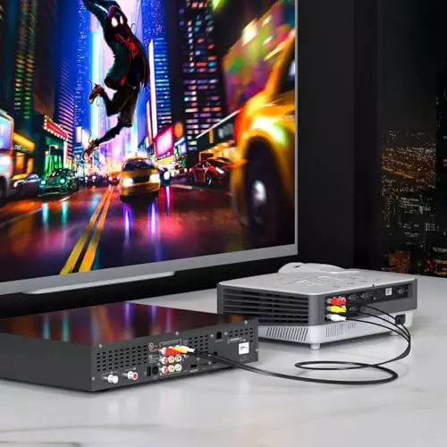 PremiumAV 3RCA Male to 3RCA Male AV Cable Gold-Plated Stereo Audio Video TV-Out Cable for LED TV, LCD, Home Theater, DVD Player, Laptop, PC