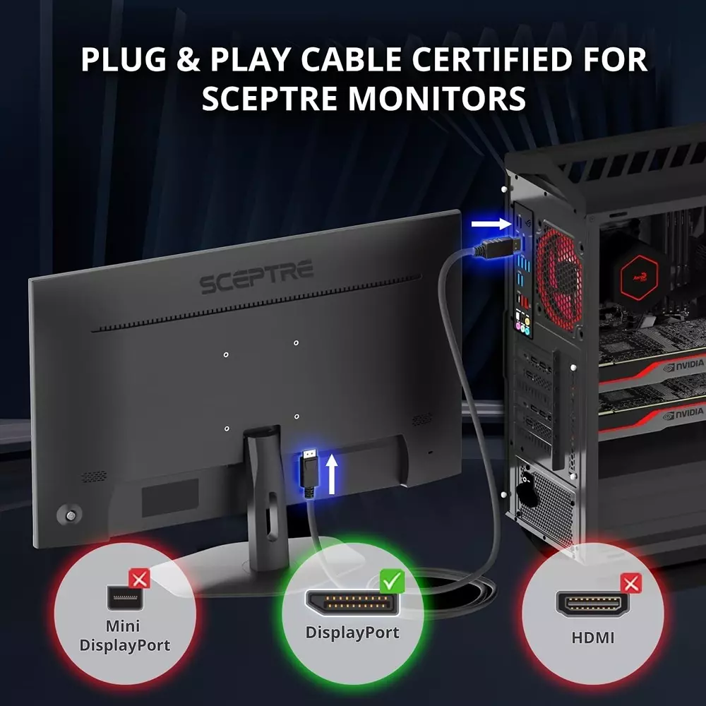 LOTA High-Speed DisplayPort to DisplayPort Cable Black 8K@60 Hz/4K@144 Hz Resolution Support 1.5 m, MST-1312-LT