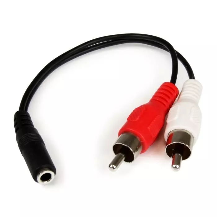 StarTech.com Female 3.5mm Stereo Jack to Male RCA x 2 Aux Cable Black 150mm, MUFMRCA
