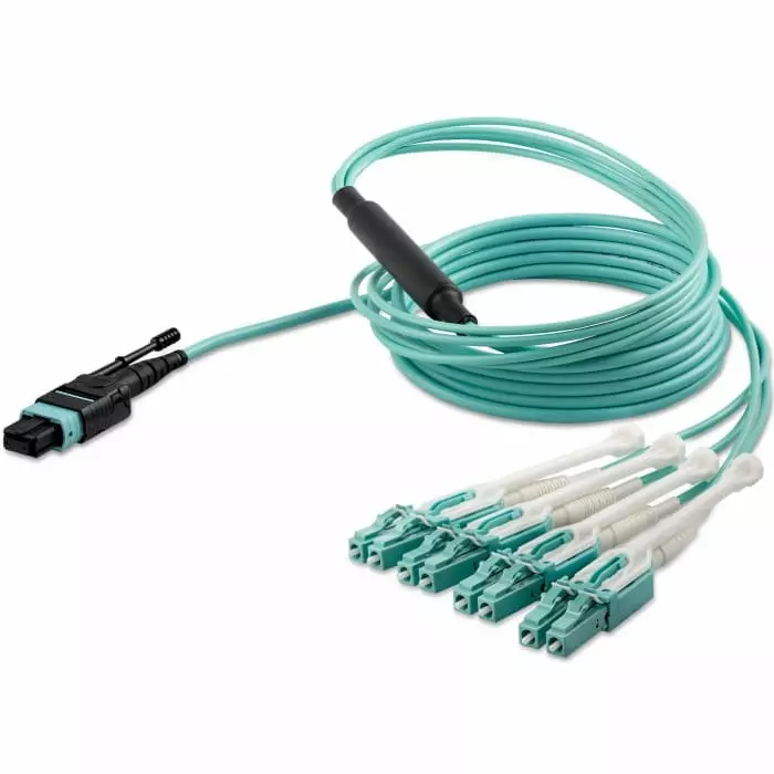 StarTech.com MPO to LC Duplex Multi Mode OM3 Fibre Optic Cable 50/125 µm Aqua 2m, MPO8LCPL2M