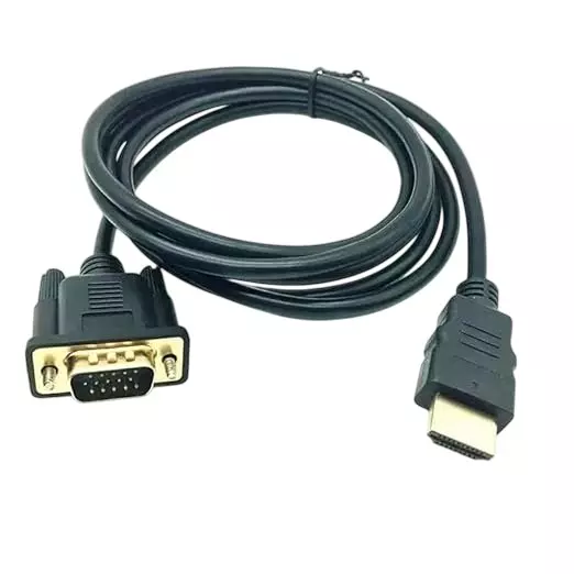 Mak World HDMI to VGA Cable ‎Male-to-Male 1.8 m Black for Laptop, DVD to VGA HDTV, Monitor, Projector