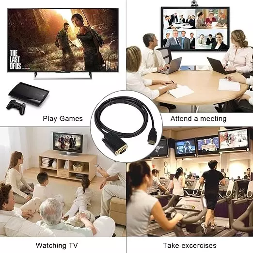Mak World HDMI to VGA Cable ‎Male-to-Male 1.8 m Black for Laptop, DVD to VGA HDTV, Monitor, Projector