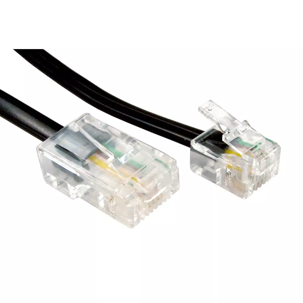RS PRO Telephone Cable Polyvinyl Chloride RJ11 Male Connector 2 m Length Black, 2662472