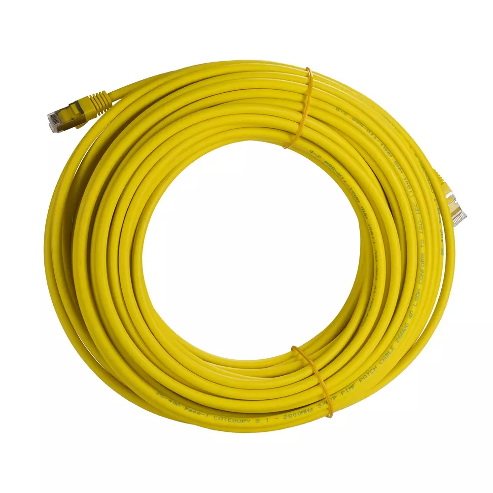 RS PRO Cat8 Cable RJ45 Male to RJ45 Male 20 m 80 V Yellow Jacket Low Smoke Zero Halogen, 2761139
