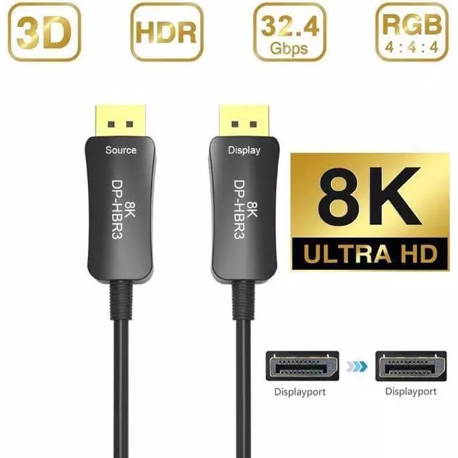 makworld-fiber-optic-displayport-14-cable-zinc-alloy-shell-20-m-length-32-gbps-data-transfer-rate-black