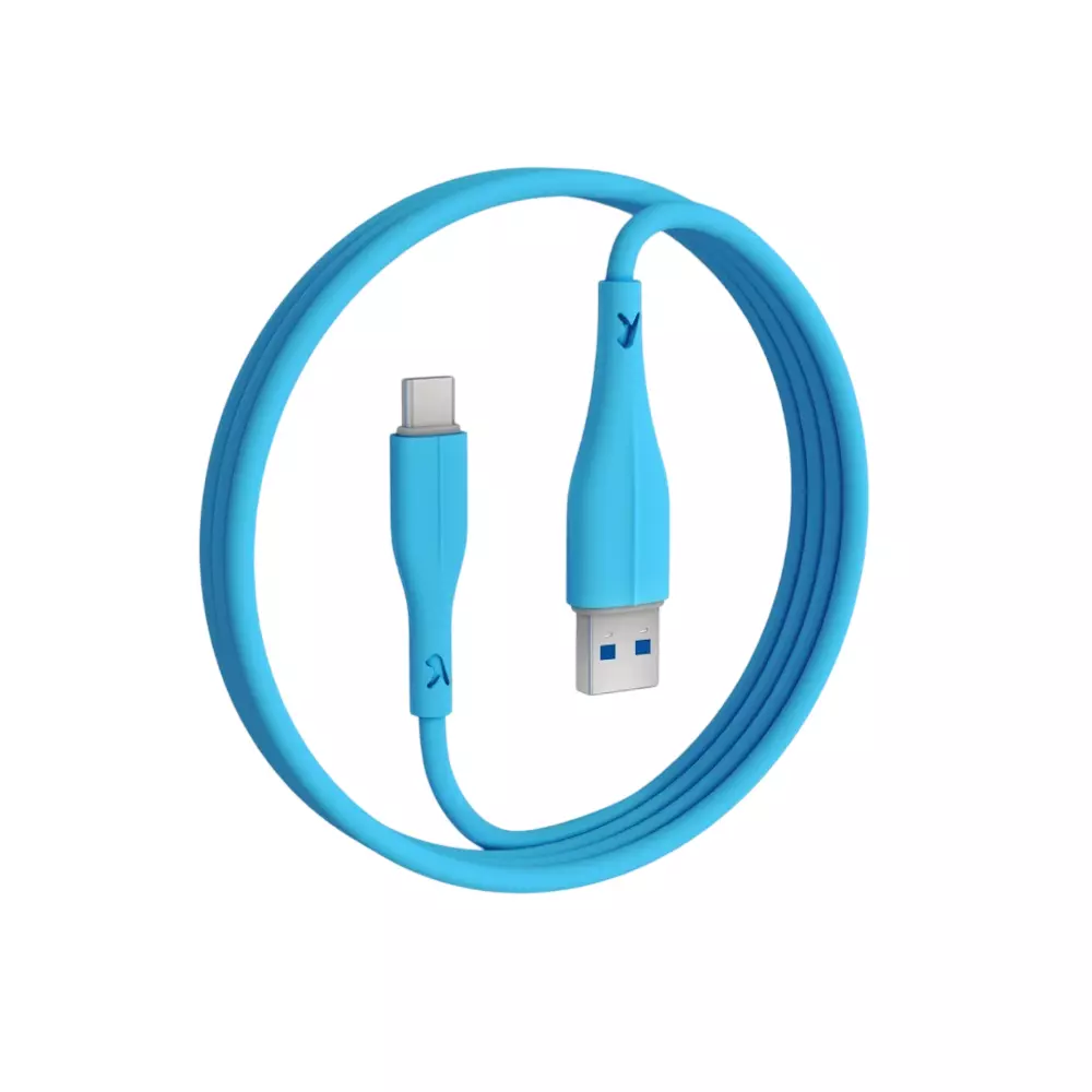 FINGERS USB-A to USB-C Cable 1 m Cable Length PVC Material 480 Mbps Transfer Speed Sea Blue Color, COL-TypeC-02