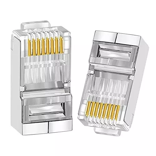 FEDUS RJ45 STP Connector Cat5, Cat5E, Cat6 Crimp Module Plug ‎Gold (Pack of 75 Pcs)