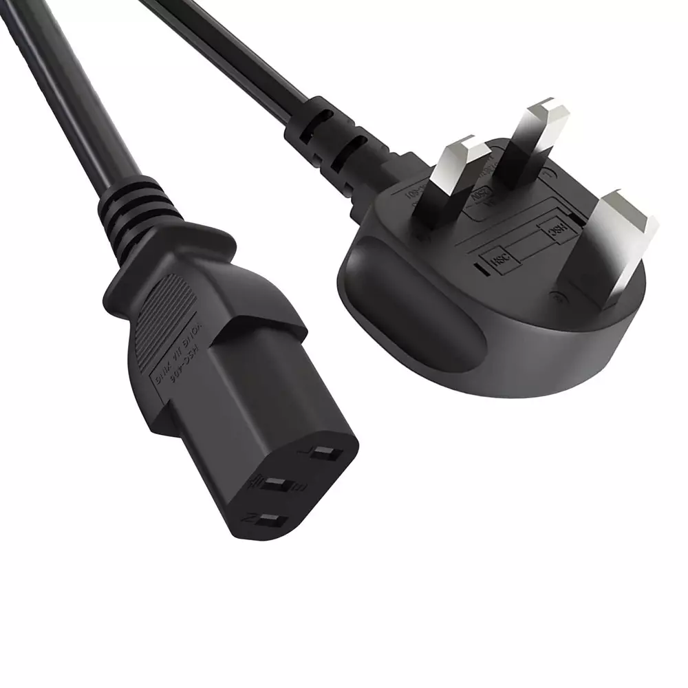 FEDUS Standard UK Laptop Power Cable with Fuse Type D Black 1.8 m
