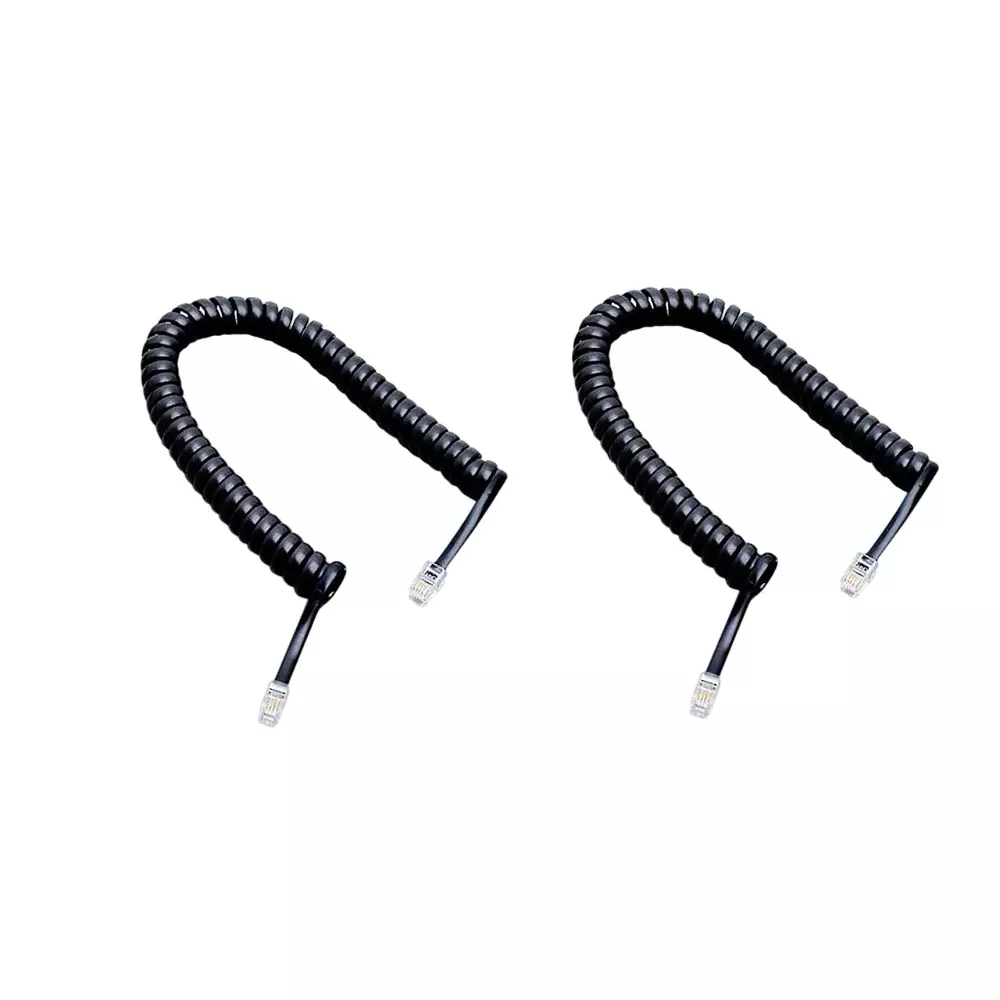 FEDUS 4P4C Spring Telephone Handset Cable Black 2 m (Pack of 2 Pcs)