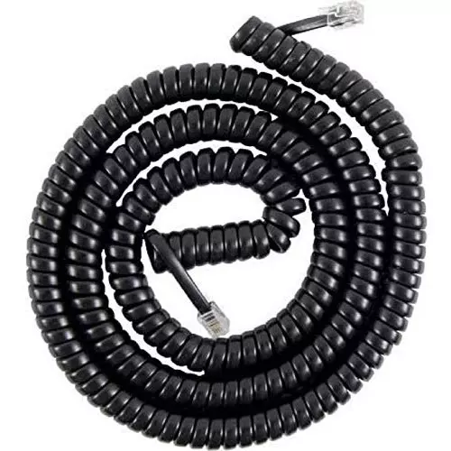 FEDUS 4P4C Spring Telephone Handset Cable Black 2 m (Pack of 2 Pcs)