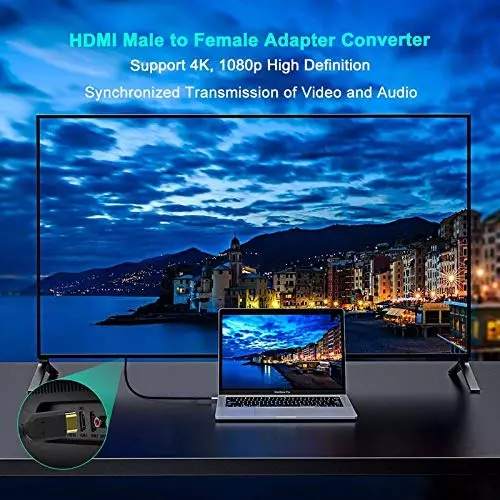 FEDUS HDMI Extension Male to Female Cable Converter Adapter for Chromecast 10 cm Black