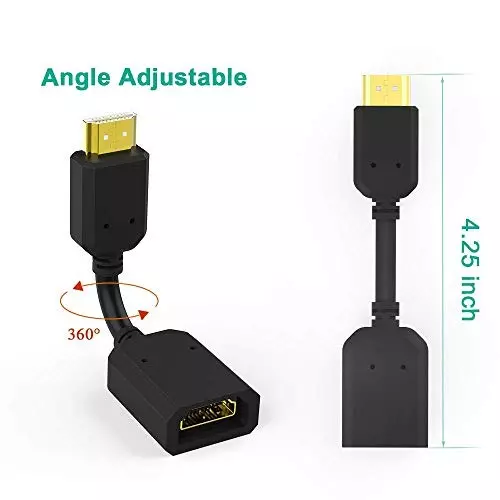 FEDUS HDMI Extension Male to Female Cable Converter Adapter for Chromecast 10 cm Black