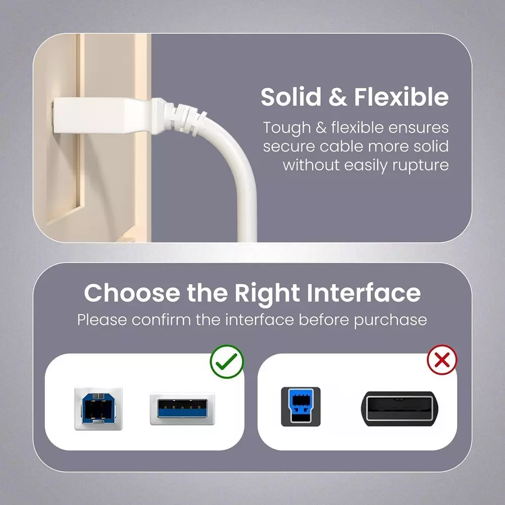 LOTA USB Printer Cable A Male to B Male High Speed PVC White 10 m, ‎MST-794-LT