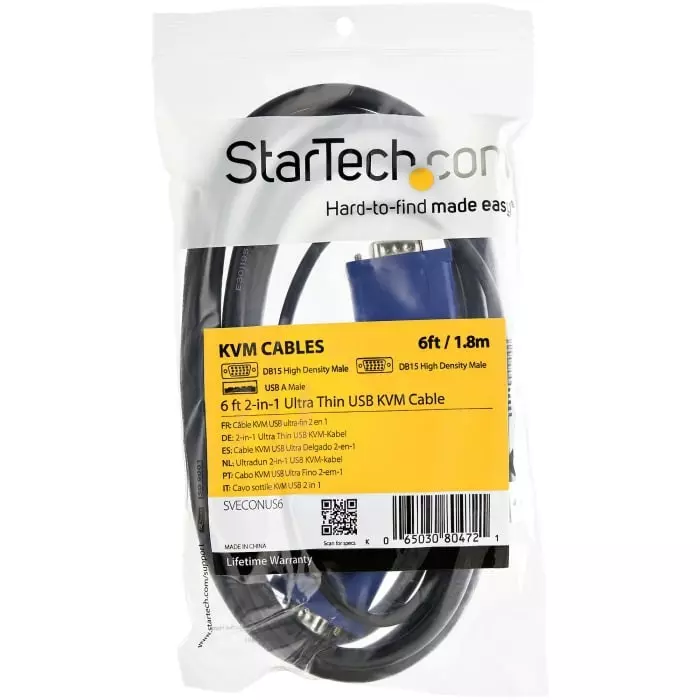 StarTech.com Male USB A VGA to Male VGA KVM Cable 3m, SVECONUS10