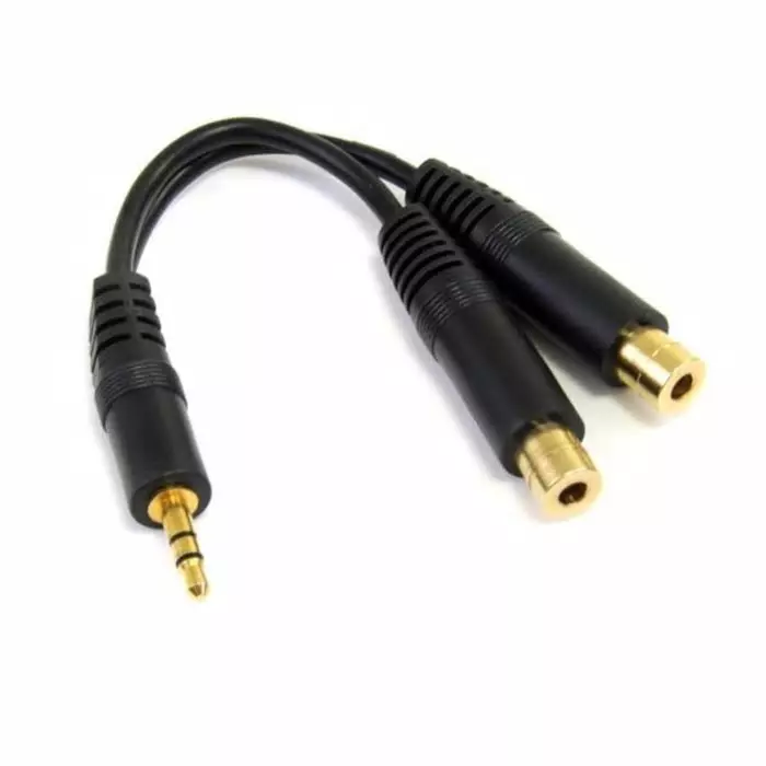 StarTech.com Male 3.5mm Stereo Jack to Female 3.5mm Stereo Jack x 2 Aux Cable Black 150mm, MUY1MFF