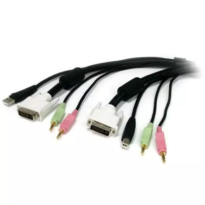 StarTech.com KVM Cable Male 3.5mm Stereo Jack x 2 DVI-I Dual Link USB A to Male 3.5mm Stereo Jack x 2 DVI-I Dual Link USB B, USBDVI4N1A6