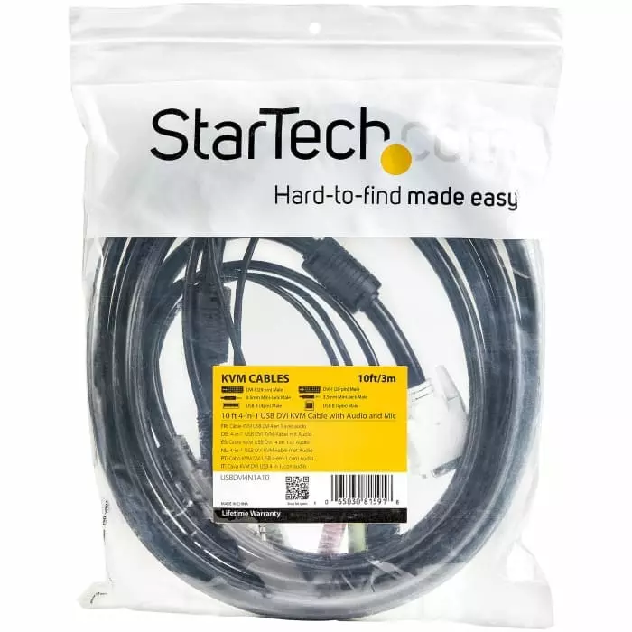 StarTech.com KVM Cable Male 3.5mm Stereo Jack x 2 DVI-I Dual Link USB A to Male 3.5mm Stereo Jack x 2 DVI-I Dual Link USB B, USBDVI4N1A6
