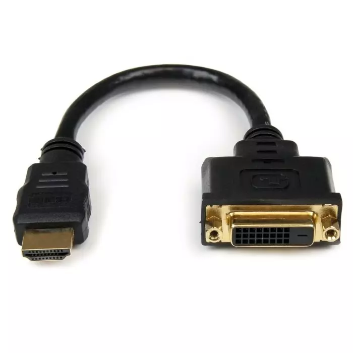 StarTech.com Male HDMI to Female DVI-D Dual Link Cable High Speed 20 cm 1920x1200p, HDDVIMF8IN