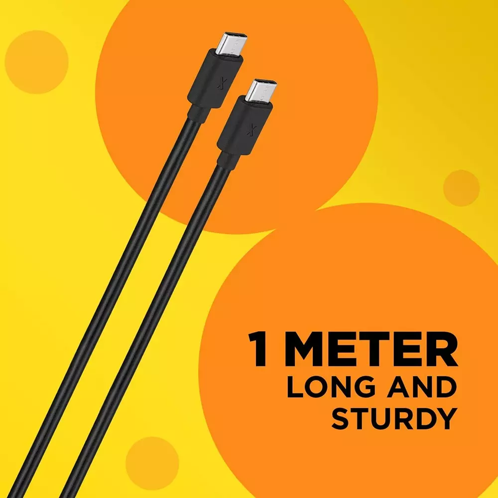 Flix Beetel USB Type C to Type C Cable 18 W 480 Mbps Data Transfer Rate 1.2 m Cable Length Black, XCD-C201