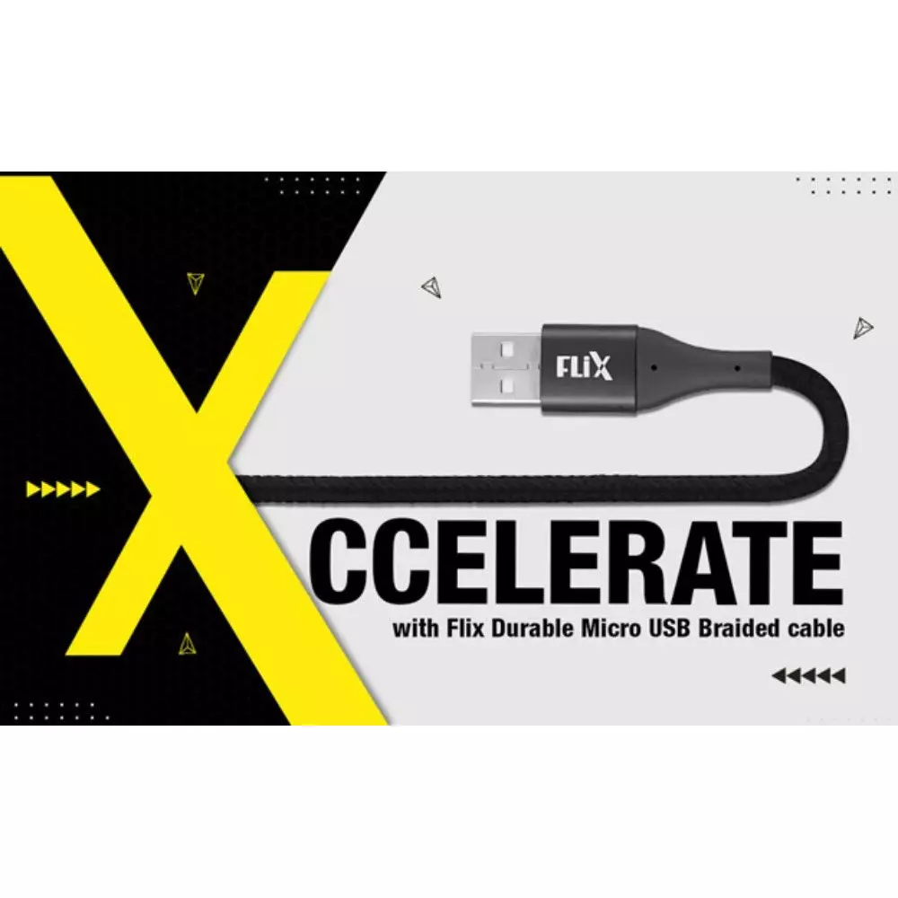 Flix Beetel USB to Micro USB Cable 480 Mbps Data Transfer Rate 1 m Cable Length Black, XCD-M102