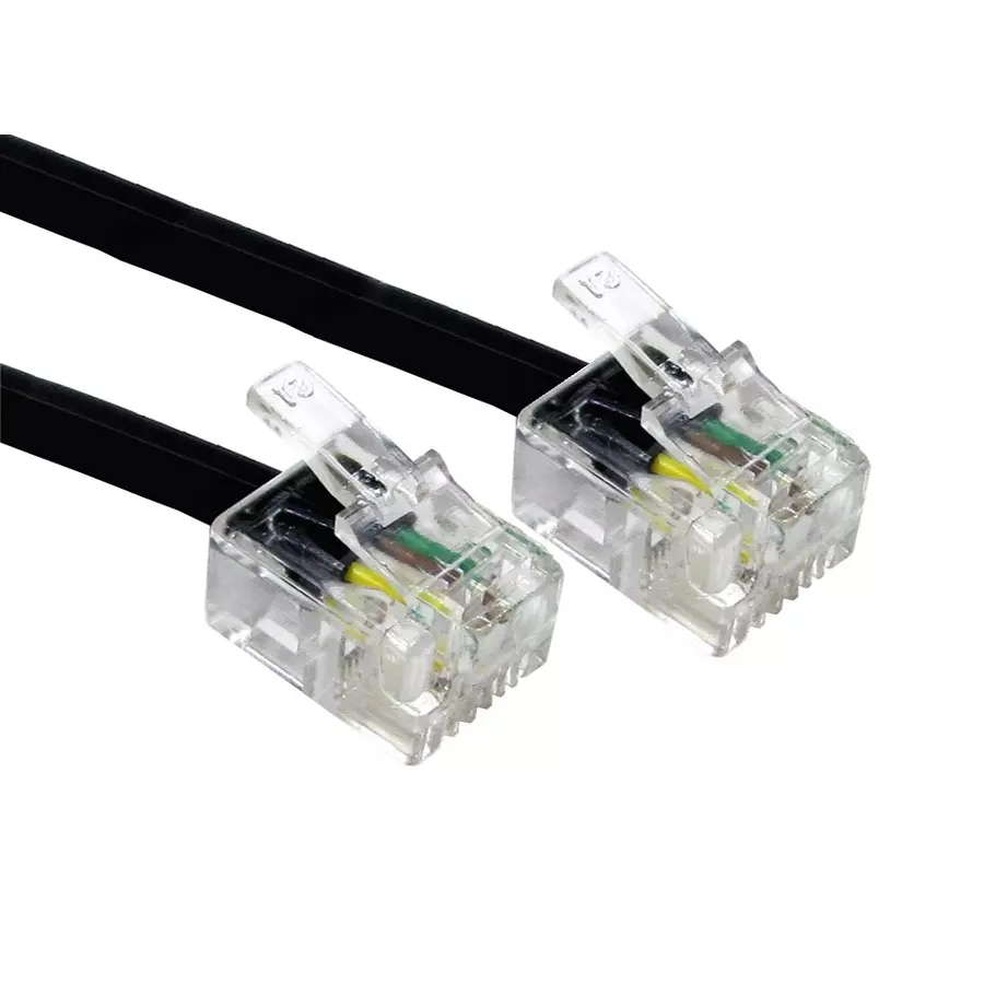 RS PRO Telephone Cable Polyvinyl Chloride RJ11 Male Connector 10 m Length Black, 2662447