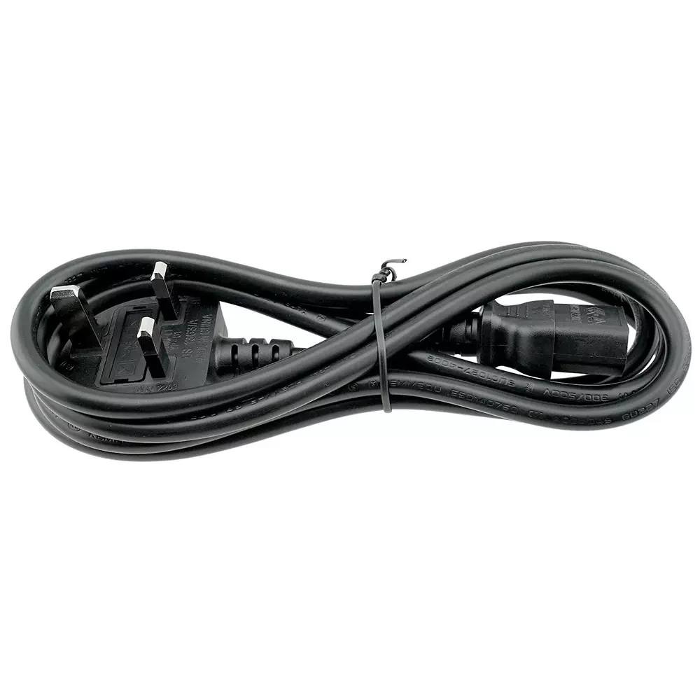 Techut UK Type Power Cord 3-Pin 250 V 10 A Power Supply 3 m with 1 mm Thickness, Black