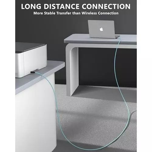 FEDUS USB A Male To USB B 2.0 Male Cord Cable Cyan and Black 5 m