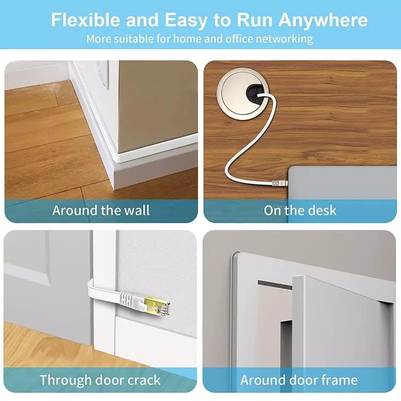 FEDUS Flat RJ45 Cat7 Ethernet Cable ‎White 30 m