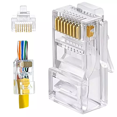 FEDUS Cat5, Cat5e, Cat6 8P8C RJ45 Connector ‎Gold (Pack of 10 Pcs)