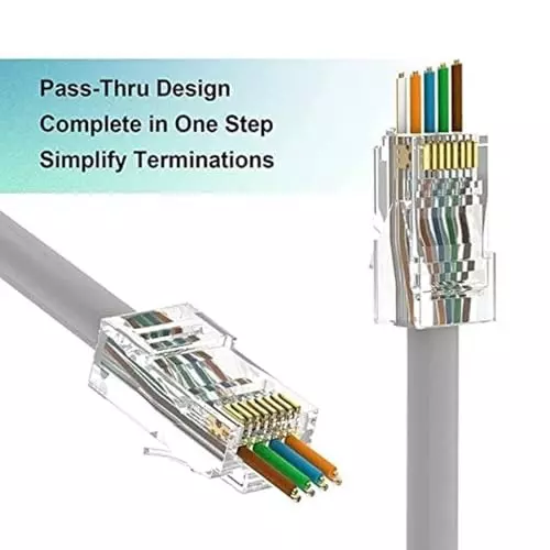 FEDUS Cat5, Cat5e, Cat6 8P8C RJ45 Connector ‎Gold (Pack of 10 Pcs)