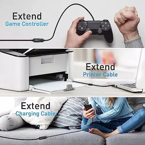 FEDUS 2.0 USB Extension Cable Male to Female Black 3 m