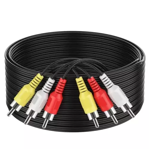 FEDUS 3RCA Male to 3RCA Male Double Shielded Cable Red, Yellow, White 5 m