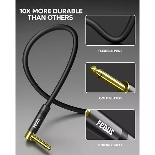 FEDUS 2 RCA to 2 RCA Cable Double Shielded Black 5 m