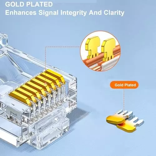 FEDUS RJ45 Cat6 Lan Connectors and Strain Relief Boots ‎Transparent for Solid or Stranded UTP Network (Pack of 50 Pcs)