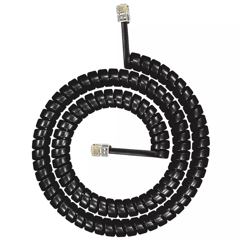 FEDUS 4P4C Spring Telephone Handset Cable Black 2 m (Pack of 3 Pcs)