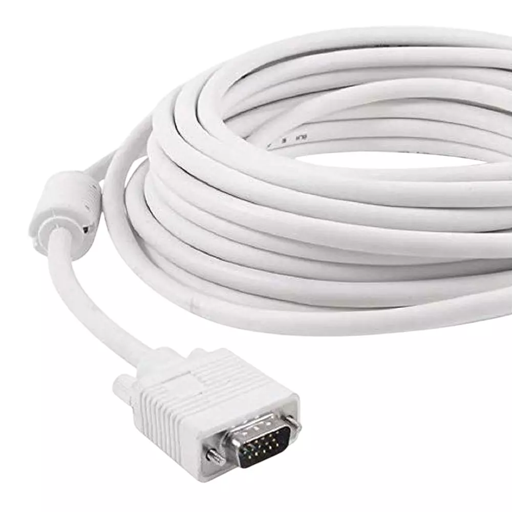 FEDUS 15 Pin Male to Male VGA Cable White 15 m