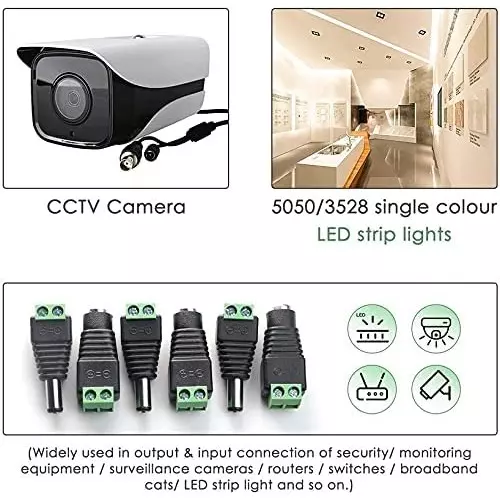 FEDUS DC Power Jack Plug Adapter Connector 12 V 24 V Male Female for CCTV Camera/Led Strip Light (Pack of 10 Pairs)