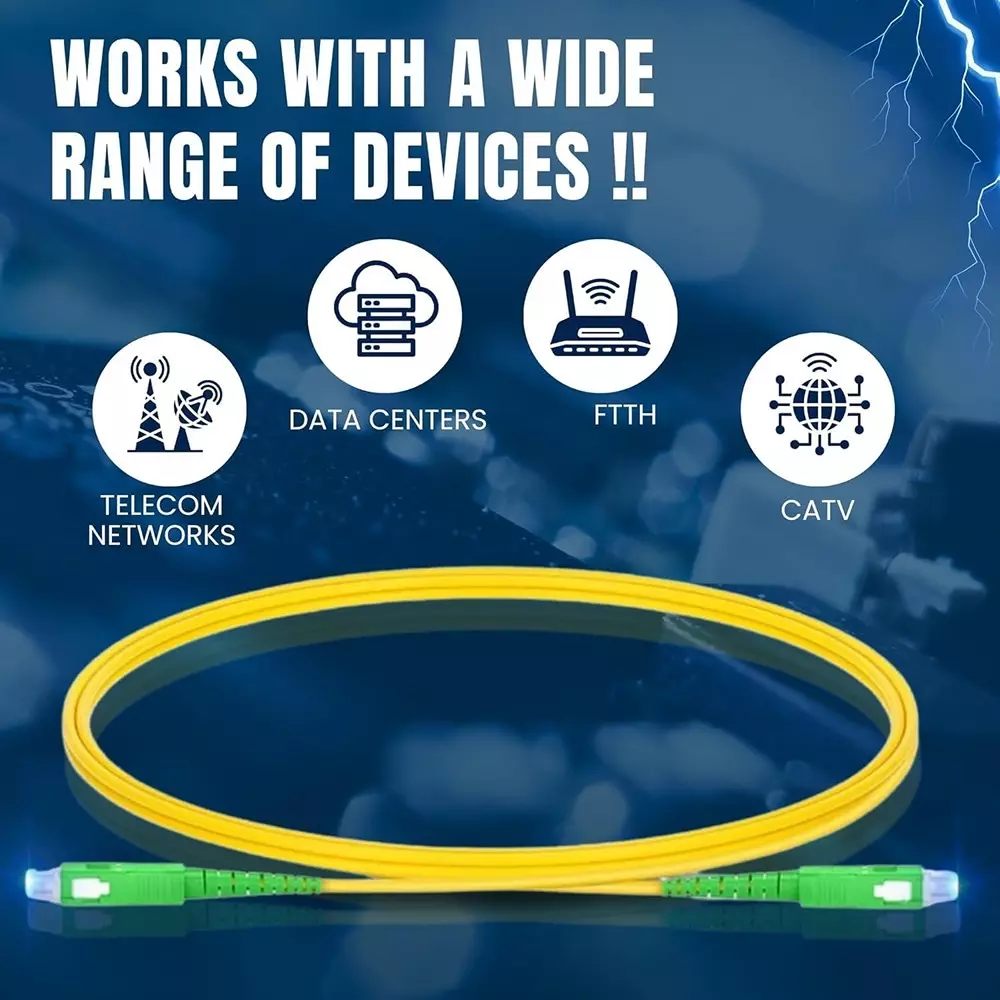 LOTA Fiber Optic Cable High-Speed Single Mode SC/APC to SC/APC Simplex Connector Yellow & Green 2 m, ‎MST-3084-LT